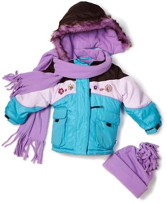 Rothschild Baby Girls Infant Embroidered Aqua Snow Jacket