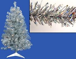 3' Pre-Lit Silver Artificial Sparkling Christmas Tree - Clear Lights