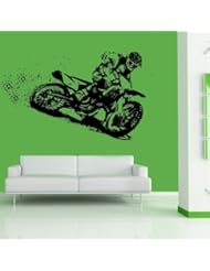 Home: Motorbike Dirt Bike, Sport, Sticker, Wall Art, Mural, Giant, Large, Decal, Vinyl. Size: 72in 184cm (W) X 46.5in 118cm (H) - Large - Loud Designs