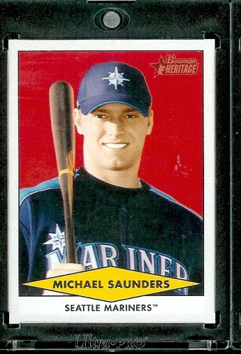 2007 Bowman Heritage Prospects # BHP35 Michael Saunders (XRC - RC - Extended Rookie Prospect Card) Seattle Mariners - Rookie Baseball Card in a Protective Display Case