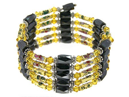 Magnetic Wrap Necklace/Bracelet - Yellow Cloisonne Beads