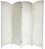 Great Good Best Deals on Deal Room Dividers - 6ft. Tall Diamond Weave Natural Fiber Folding Screen - Natural - 4 Panel Size