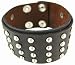 Black Leather 4 Row Round Stud Wristband Wrist Band