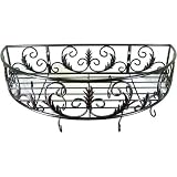 Black Metal Heavy Pot or Cup Rack with upper shelf and 8 hooks