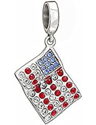 Chamilia Silver Swarovski American Flag Bead Charm