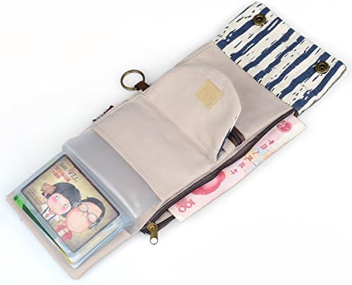 Katloo Mini Nautical Stripe Canvas Wallet with Finger Ring with Coin Purse Card Slots