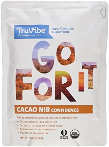 TruVibe 100% Organic Raw Cacao Nibs, Fair Trade, Criollo Cacao Variety (8 Ounce)