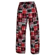 Red Flannel Patchwork Madras Check Fun Print Novelty tie cord flannel cotton pants for lounging, sleep, sports. Unisex relaxed fit,