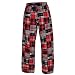 Red Flannel Patchwork Madras Check Fun Print Novelty tie cord flannel cotton pants for lounging, sleep, sports. Unisex relaxed fit,