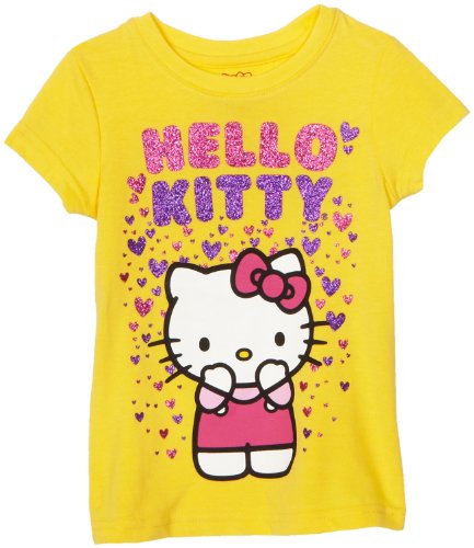 Hello Kitty Girls 2-6x Raining Hearts Graphic T-Shirt, Aspen Gold, 5