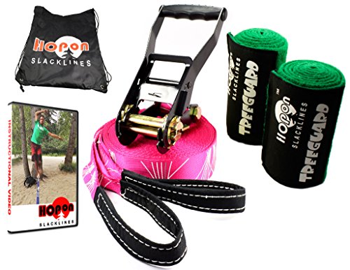 HopOn Slacklines - Hotline (slackline for women) - 49 ft (15m) with a Bonus Carrying Bag