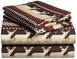 Pike Street 135-Gram Printed Flannel Queen Sheet Set, Winter Lodge