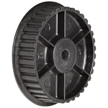 Timing Belt Pulley, 0.200" Pitch, 60 Grooves, 0.375" Bore Diameter, 3.800" Outside Diameter, Glass Filled Nylon, Single Flange