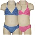 Girls Polka Dot Halter Bikini Ages 4 - 16 Blue or Pink