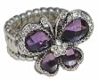 BLING AND SPARKLE! Beautiful Austrian Crystal & Purple Acrylic Butterfly Fashion Ring - Free Size