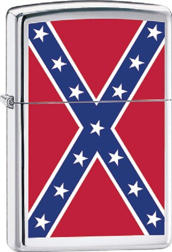 Zippo Confederate Flag - High Polish Chrome