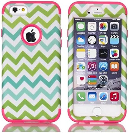 iPhone 6 Case (4.7 inch), MISTOT(TM) Latest Fashion Hot Sale wave Pattern iPhone 6 Cover Slim Hybrid Three-in-one Shockproof Silicone Case Cover for Apple iPhone 6 4.7 inch (Rose Red)