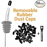 MBW NW Brands Rubber Liquor Bottle Pourer Anti Bug/Dust Caps with PNW Pocket Corkscrew, 50 Pack, Black