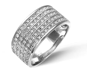 Bague Femme - Or Blanc 375/1000 (9 Cts) 4 Gr - Diamant - T 49