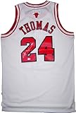 Tyrus Thomas Autographed/Hand Signed White Swingman Chicago Bulls Basketball Jersey
