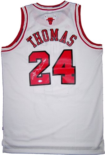Tyrus Thomas Autographed/Hand Signed White Swingman Chicago Bulls Basketball Jersey