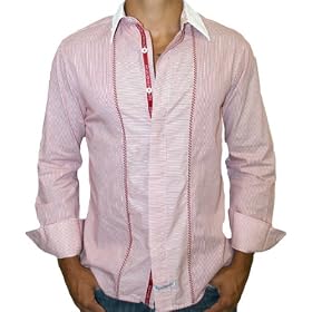 ENGLISH LAUNDRY Mens Vintage Fashion Long Sleeve Woven Button Down Dress Shirt Red