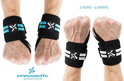 Crossactiv Support System 18" Wrist Wraps with Thumb Loop - Twin Pack (2 Pairs) - Crossfit WOD Weight Lifting Protection - Ideal for Men and Women