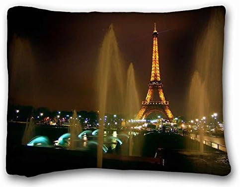 Generic Personalized ( City Paris Eiffel Tower fountain night ) DIY Pillow Cover Size 20"X26" suitable for Queen-bed