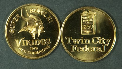 1976 Super Bowl XI Minnesota Vikings Medal - Twin City Federal