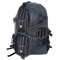 MILITARY INSPIRED BACKPACK DAYPACK BOOKBAG BLACK CANVAS