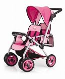 Twin Doll Pram Back to Back with Swiveling Wheels and Free Carriage Bag - C600P