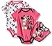Disney Baby Minnie Mouse 2 Pack Bodysuit with Bib, Multi/Pink, 12 Months