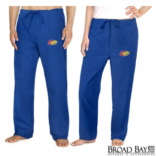 University of Kansas Scrubs Bottoms Pants-Size XL- KU Jayhawks Logo For HIM or HER - DRAWSTRING Waist -Officially Licensed NCAA College Logo Apparel SEARCH BROAD BAY SCRUB FOR OTHER College Logo Apparel Unique GIFT Ideas for Man Men Woman Women Ladies Nu
