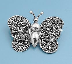 Butterfly Brooch - Sterling Silver and Marcasite