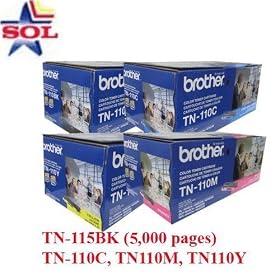 OEM (High Yield Black 5,000 pages + Standard C, M, Y) Brother TN115BK , TN110C, TN110M, TN110Y (TN-115BK , TN-110C, TN-110M, TN-110Y) Toner Cartridge Combo for HL-4070CDW, HL-4040CN , MFC-9440CN , MFC-9840CDW