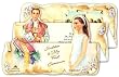 100 Quad-Fold First Communion Invitations in Spanish (Made in Italy), with Envelopes, 5.5" x 3.5" - Girl