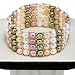 Four-Strand Gold, White, Pink & Green Freshwater Pearl Handmade Bracelet