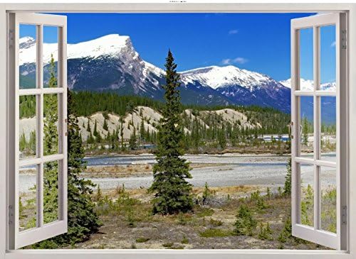 WallPix 36x50 / 36 x 50" Colorado Rockies 3D Window View Wall Sticker Decal Mural - PEEL and STICK - Made from tear-proof, easy-to-clean, durable Bubble Free Material
