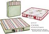 Seat Cushion with Handle & Pocket, Sage Green / Mult. Col. Stripes
