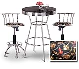IMAGE OF Chrome Bar Table & 2 Chrome Adjustable 24
