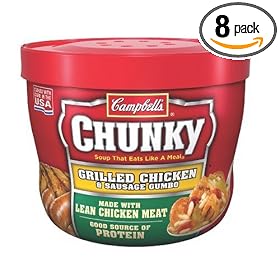 Campbell's Chunky Grilled Chicken & Sausage Gumbo, 15.25-Ounce Microwavable Containers (Pack of 8)