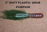 3 Soft Plastic Grubs - (15 Pack) Pumpkin with various tail colors