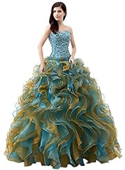 Strapless Organza Empire   Waistline Sleeveless Floor Length Beaded  Prom Dress/Quinceanera Dress  With Rhinestones