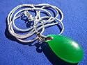 26 mm Imperial Green Jade Teardrop Pendant Sterling Silver Snake Chain Necklace 28"