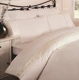 Charlotte Cream embroidered Duvet Quilt Cover Set, Double Bed