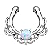 Lobal Domination 1pc NON-Pierced Lacey Single Opal Septum Hanger Fake Clip-on Nose Ring - Body Jewelry