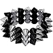 Black Silver Tone Three Row 14mm Spike Stretch Bracelet