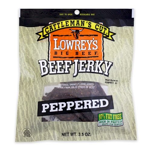 Lot of 12 Bags Lowreys Beef Jerky Peppered Flavor 3.5oz