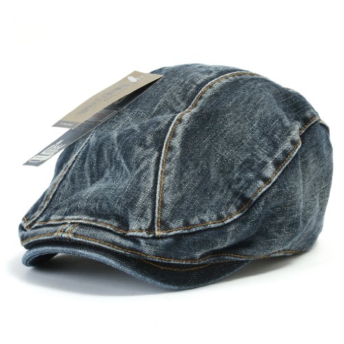 ililily Denim Newsboy Flat Cap Gatsby Cap ivy Irish Cabbie Driver Hunting Hat