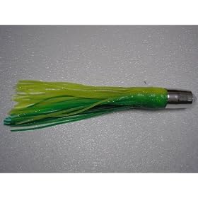 Saltwater Fishing Lure Chrome Head Green and Yellow High Speed Trolling Lure FREE SHIPPING AND 10% HOLIDAY DISCOUNT!